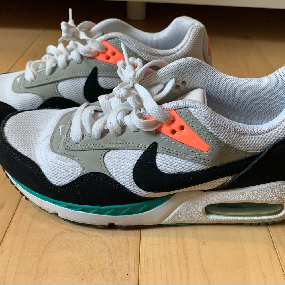 Nike Air Max White and Black with Orange and Teal Accents